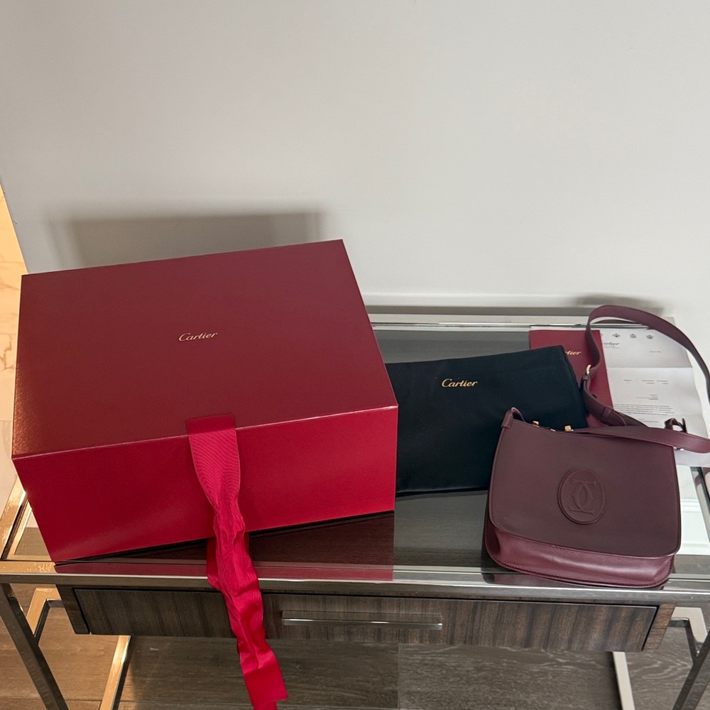 Cartier Deep Red Leather Crossbody Bag